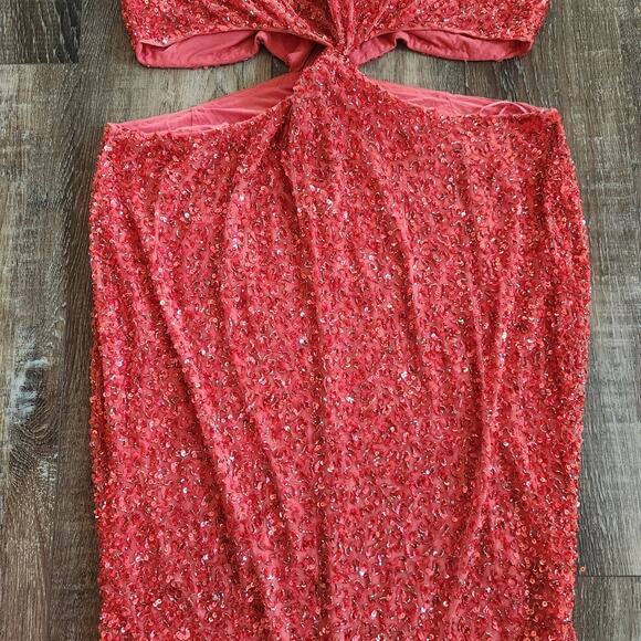 Retrofete Katerina Sequin Dress in Calypso Coral Maxi Size XL NWT Halter - Picture 5 of 13